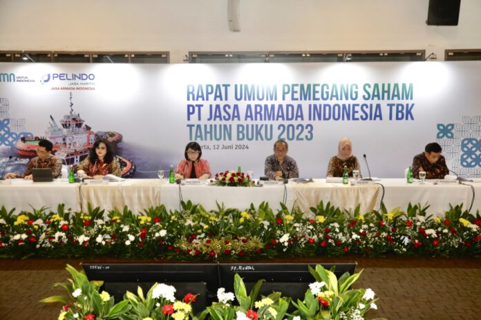 Manajemen PT Jasa Armada Indonesia Tbk (IPCM) saat RUPS tahun buku 2023